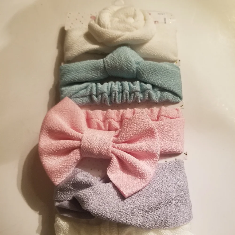 Infant Girl Headbands New 3 Months Fancy Bows Set Of 5